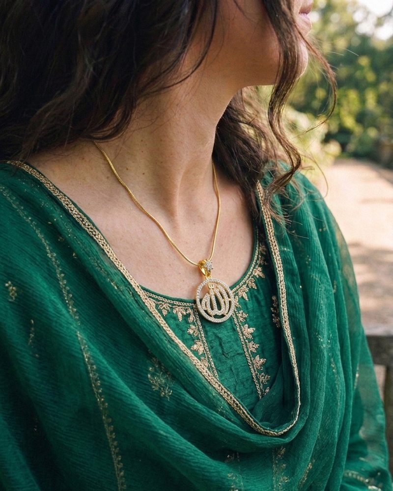 Allah Name Pendant – Round Gold